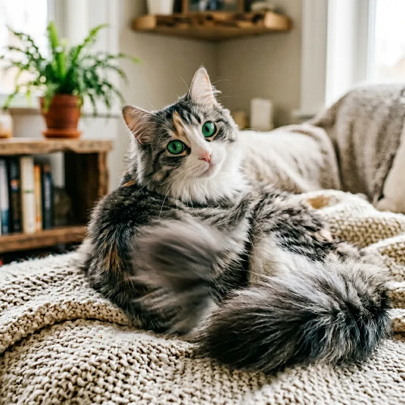 Adorable Domestic Cat with Beautiful Green Eyes