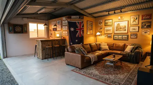 Stylish Bar and Couch Area with Great Lighting