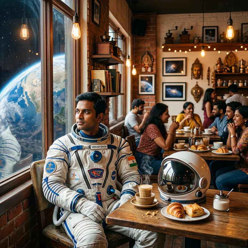 Astronaut in Cafe | Earth View | Space Exploration