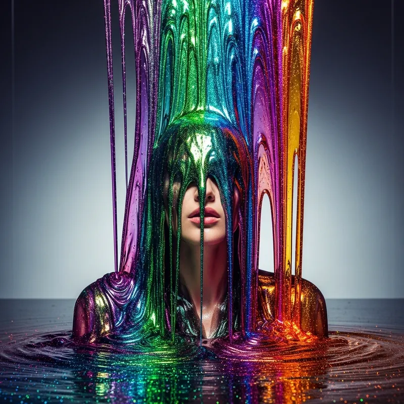 Model Showering in Glitter Gravy - Stunning Visuals