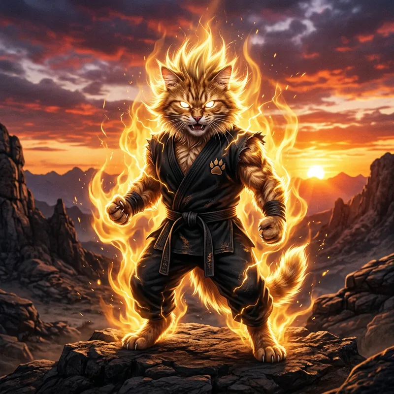 Super Saiyan Cat Chat | Golden Aura Energy