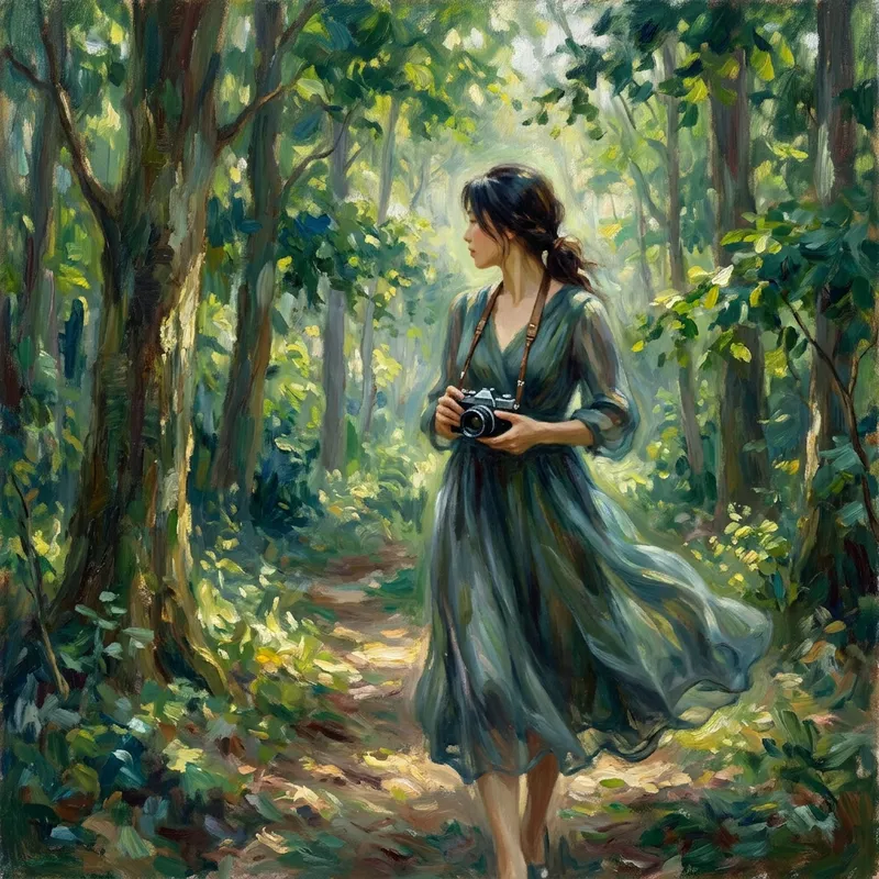 Enchanted Forest Stroll by Mysterious Asian Woman