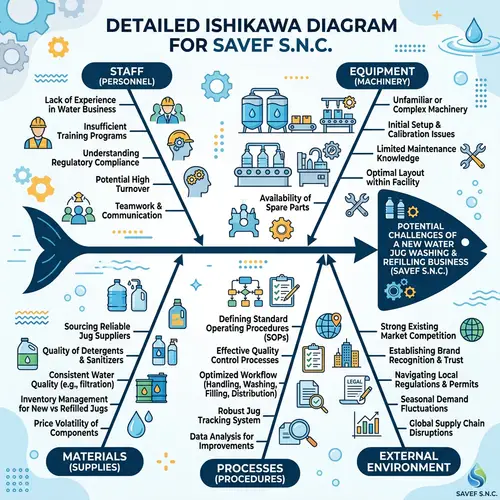 Ishikawa Diagram Example for SAVEF S.N.C | New Water Jug Business