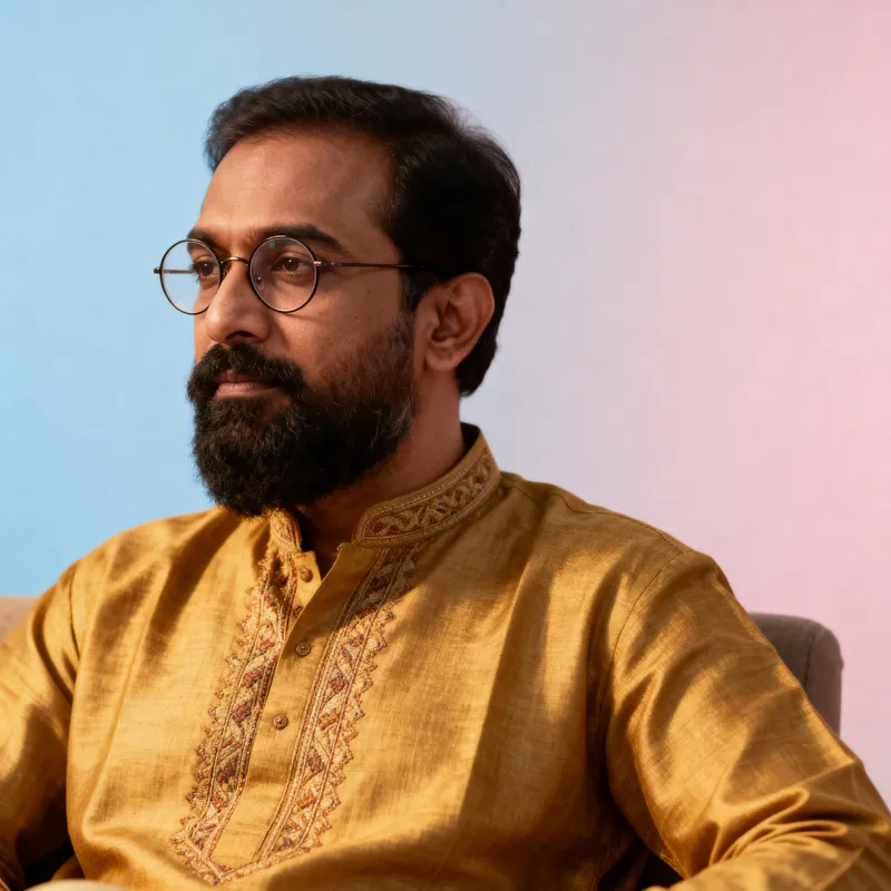 Thoughtful Portrait of a South Asian Man