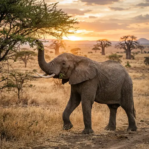 Majestic African Elephant in Safari Scene