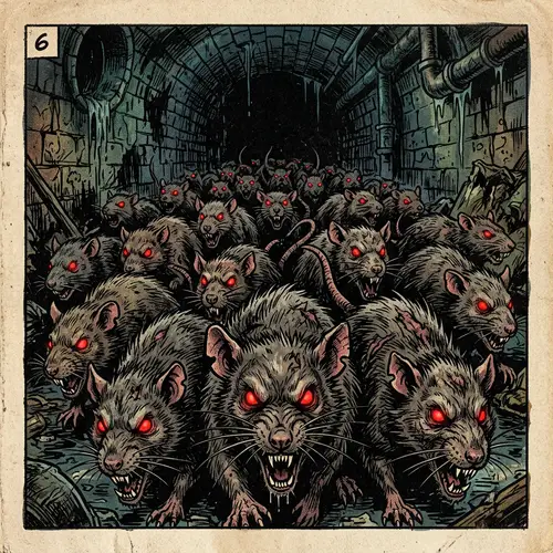 Menacing Demonic Rats: Horror Comic Sketch