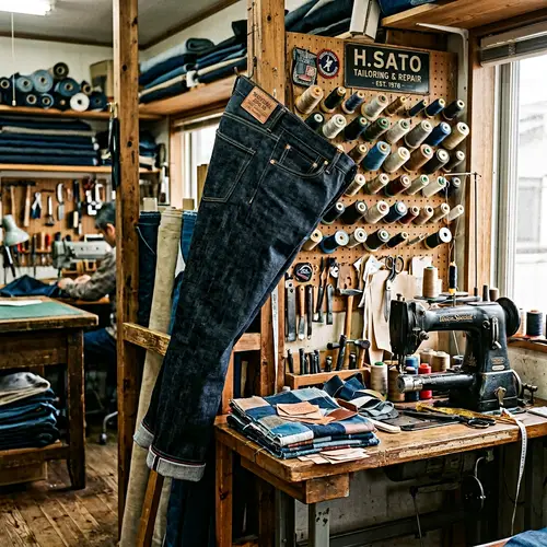 Handcrafted Dark Raw Denim Jeans with Exposed Selvedge