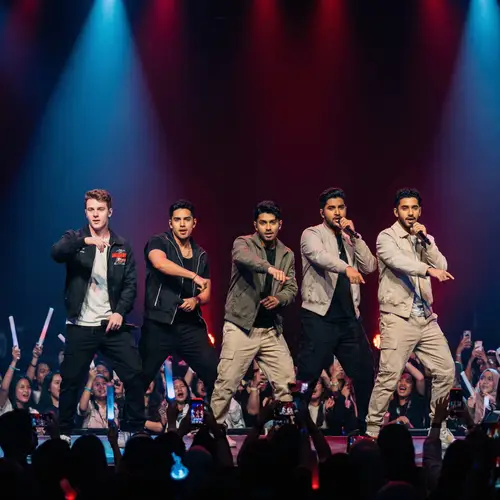 Diverse Indonesian Boy Band Energetic Performance on Stage