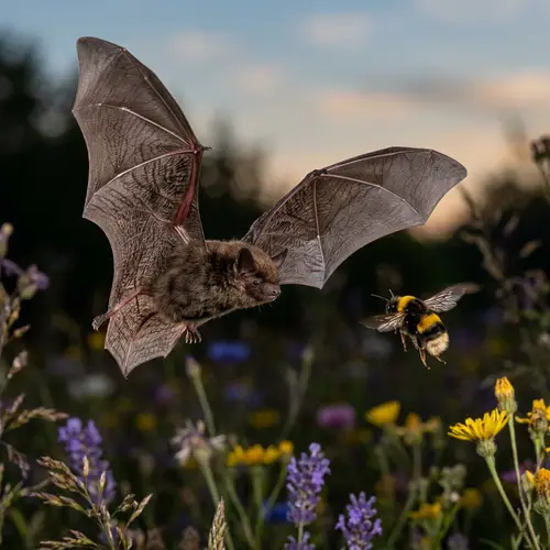 Bee and Bat Interaction: Harmonious Wildlife Encounter