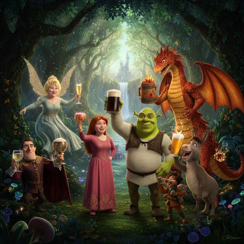 Whimsical Forest Gathering of Brew Characters