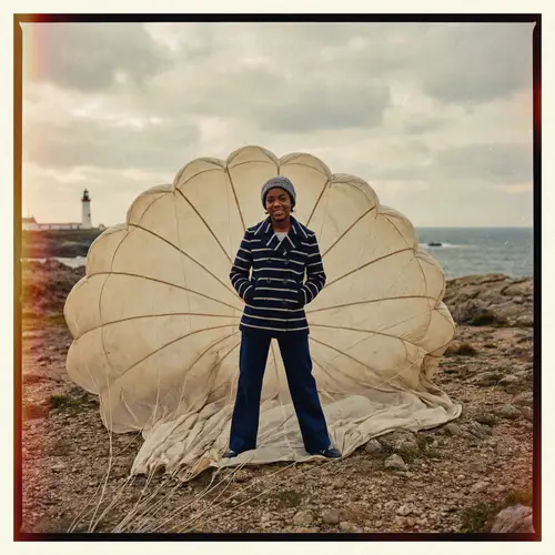 African Teen in Nautical Outfit on Parachute | Kodak Vision3 500