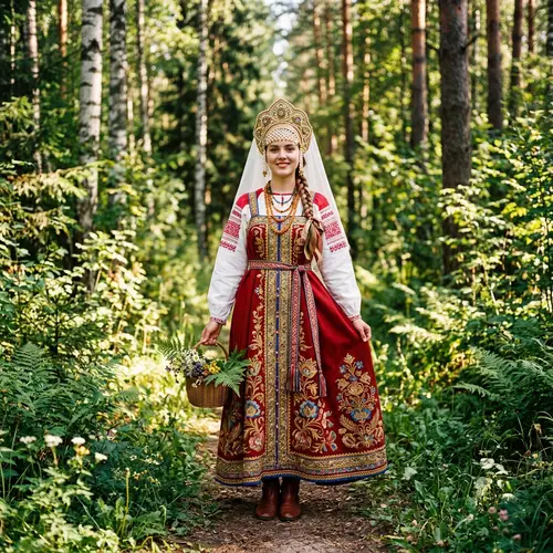 Russian Style Fashion Photo in Wooded Setting