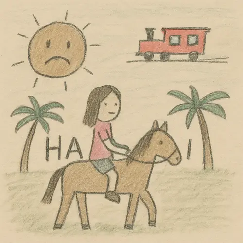 Simple Childlike Drawing of Hawaii Scene