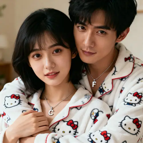 Couple in Matching Hello Kitty PJs