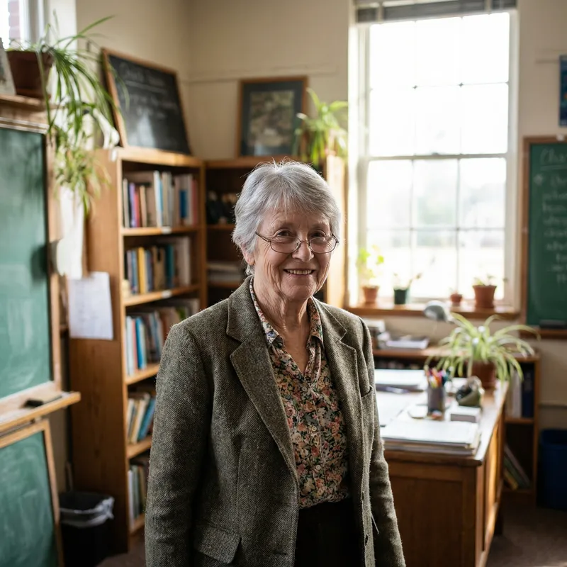 Caucasian Female Teacher - Vintage Educator Portrait