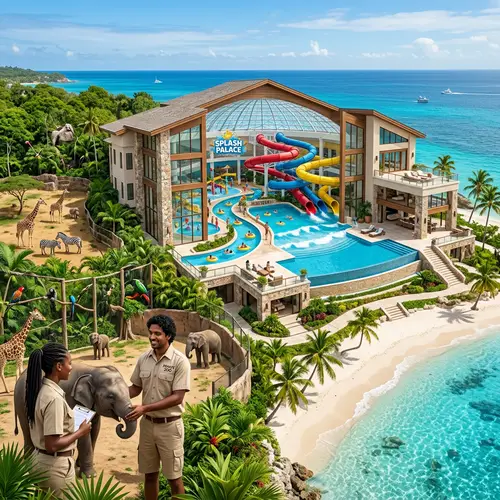 Luxurious Beachfront Mansion with Indoor Water Park & Private Zoo