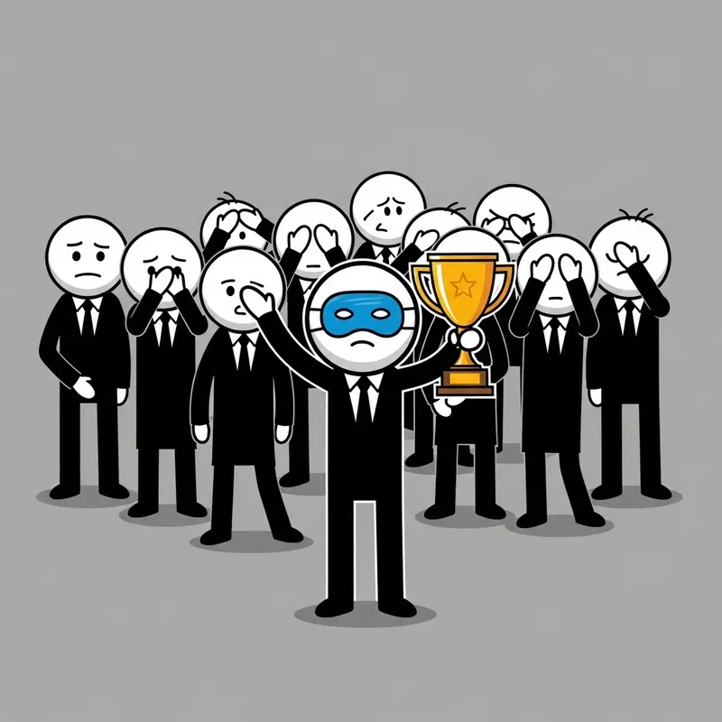 Masked Stickman with Trophy: A Bold Statement