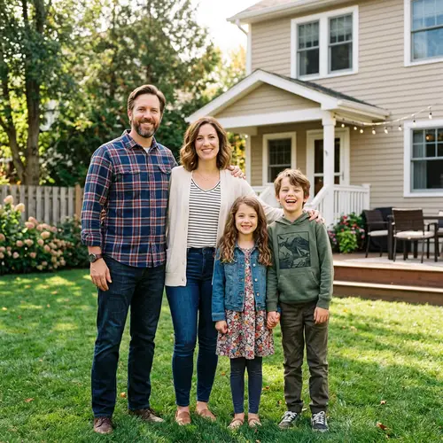American Family of Four - Brown Hair and Togetherness