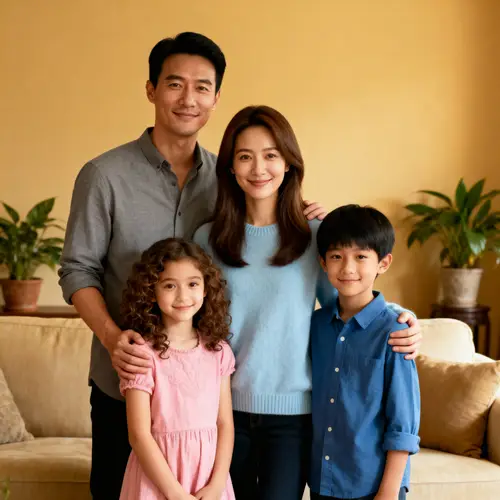 Family of 4: Loving Married Couple and Kids