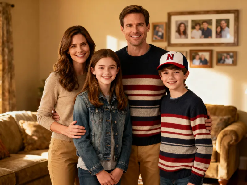 American Family of Four - Brown Hair and Togetherness American Family of Four - Brown Hair and Togetherness