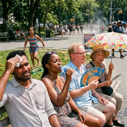 Heatwave Survival: Diverse Group in Hot Weather Action