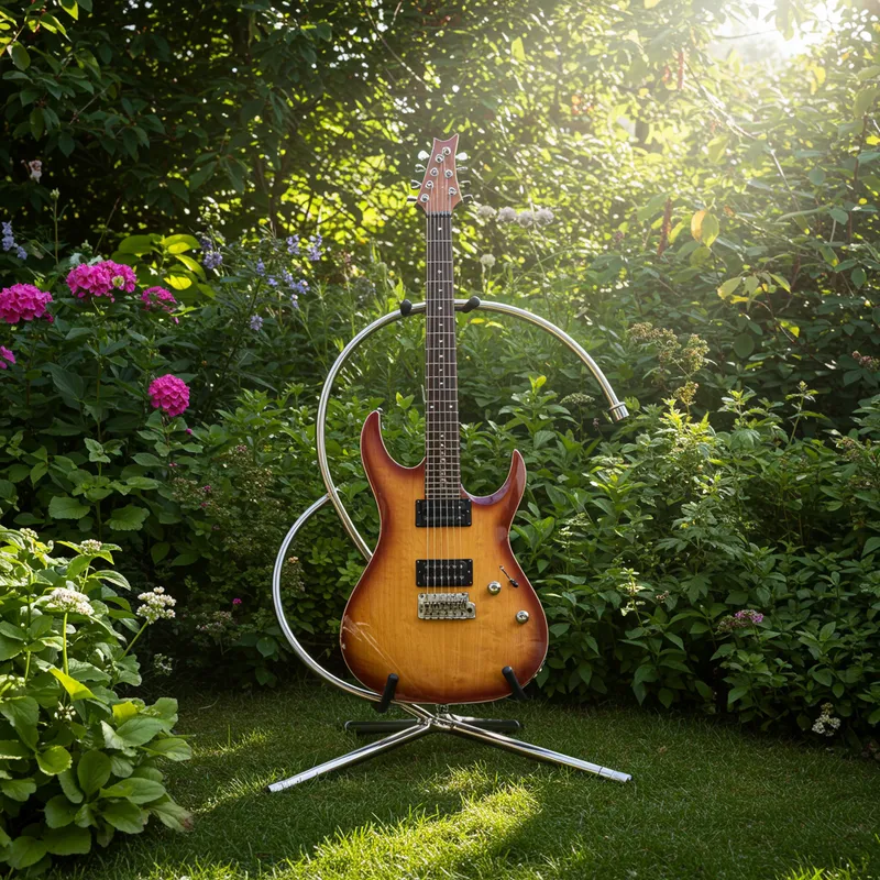Creative Ibanez Guitar Stand in a Garden Creative Ibanez Guitar Stand in a Garden