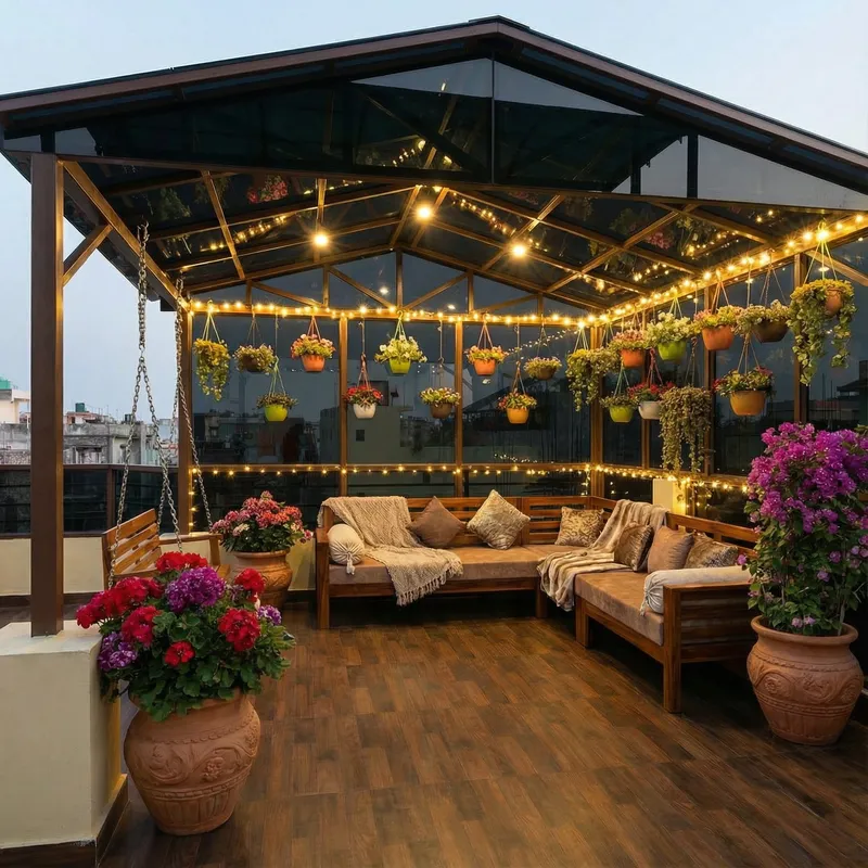 Stunning Hangout with Flower Pots & Swing