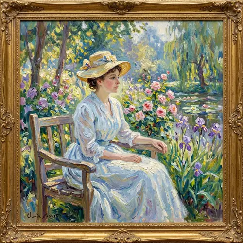 Portrait in the Style of Claude Monet - Oil on Canvas