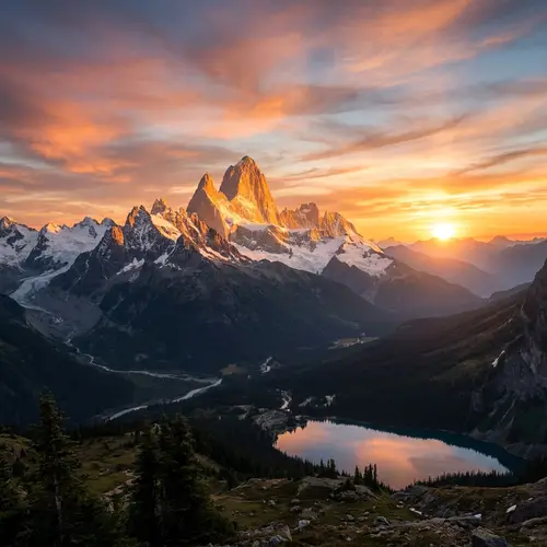 Majestic Mountain Sunrise: Golden Peaks Glow | Website Name