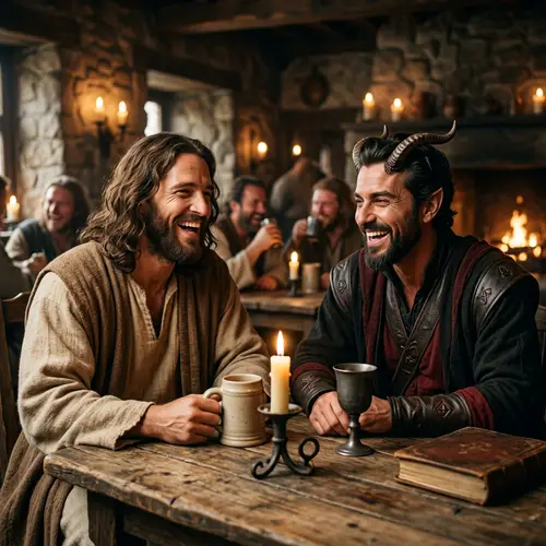 Jesus and Satan Laugh Together