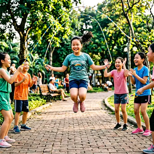 Trang Jumping Rope with Friends: Joyful Scene at Local Park