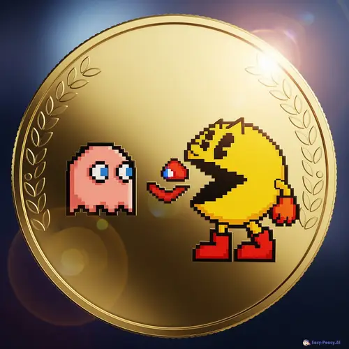 Pac-Man Coin Art: Shiny Ghost Chase Illustration