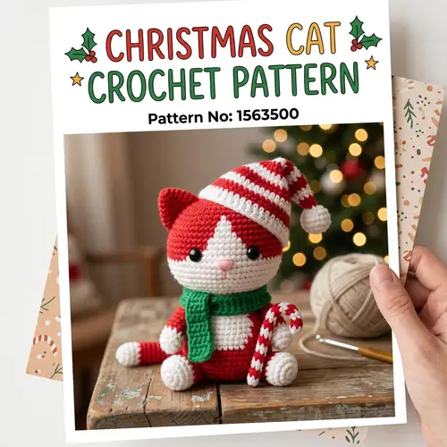 Christmas Cat Crochet Pattern - Fun & Festive