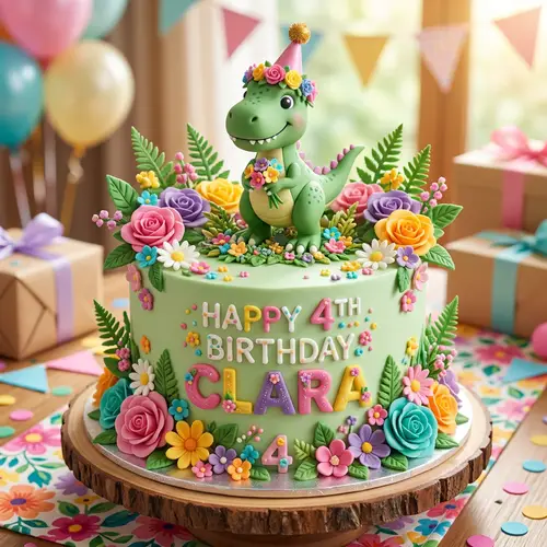 Trex Dinosaur Cake Design for 4 Year Old Girls