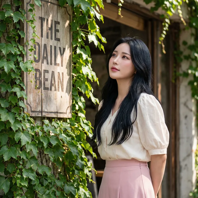 Stunning 24-Year-Old Korean Idol Outside Coffee Shop