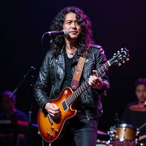 Rock Musician Performing Live with Guitar