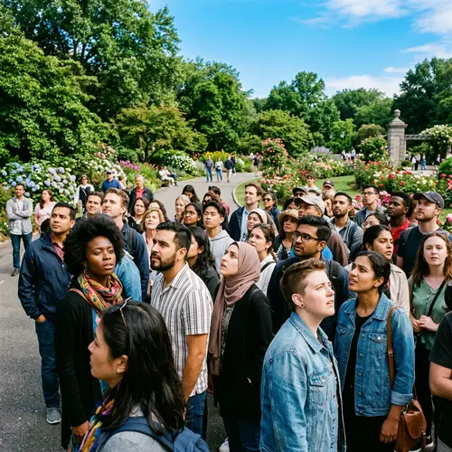 Diverse Crowd at Vibrant Park: Multicultural Gathering