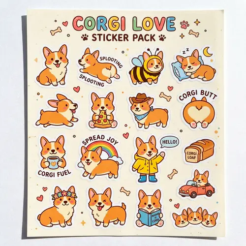 Corgi Dog Sticker Pack - Fun and Cute Designs
