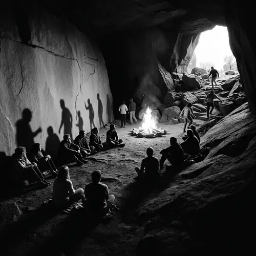 Plato's Allegory of the Cave: Minimalist Black & White Interpretation