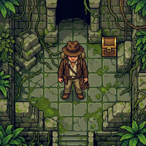 Topdown Explorer Character in Indiana Jones Style Hat