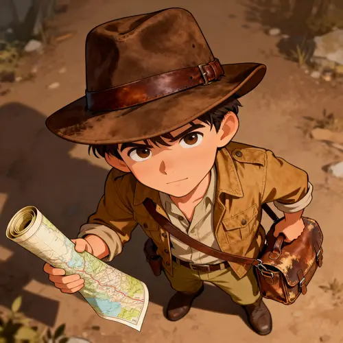 Topdown Explorer Character in Indiana Jones Style Hat