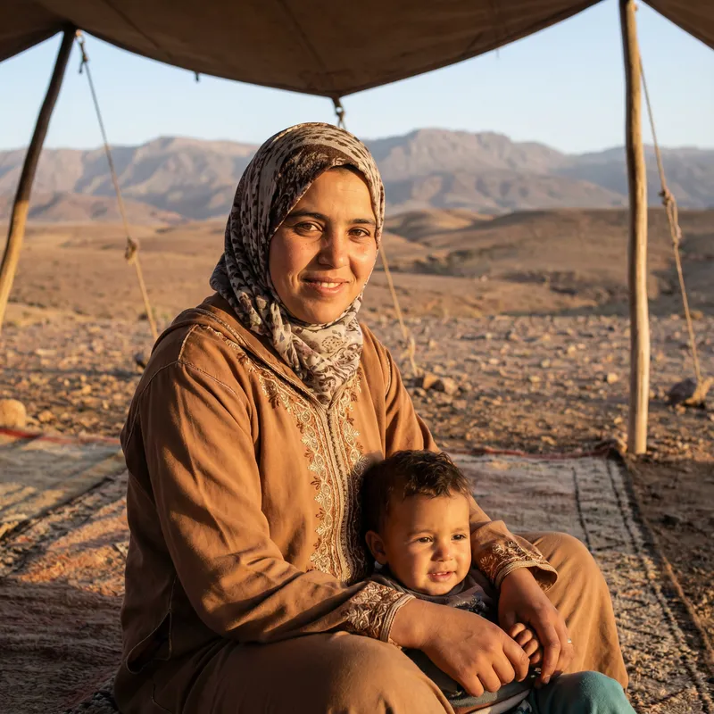 Embracing Moroccan Elegance: A Kind Muslim Mother