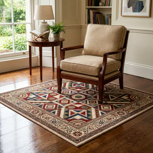 Elegant Geometric Rug for Chair | Stylish Home Decor