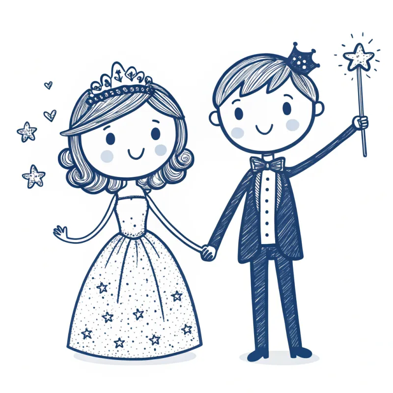 Charming Bride and Groom Stick Figure Doodle Charming Bride and Groom Stick Figure Doodle