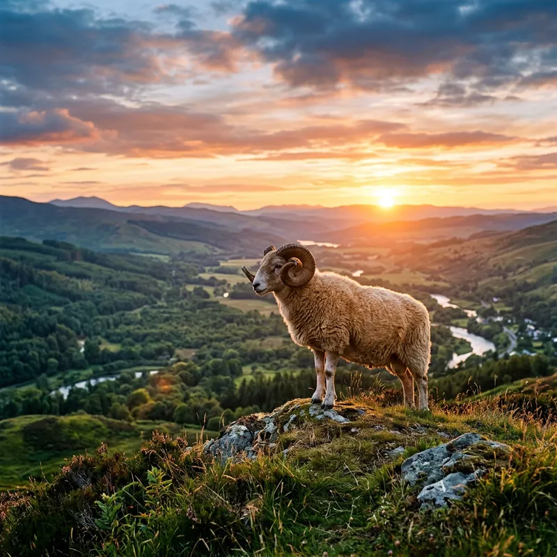 Majestic Ram at Sunset - Nature's Splendor