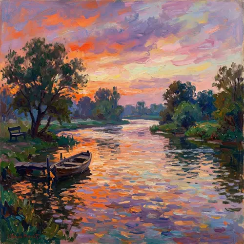 Vibrant Sunset Impressionist Art