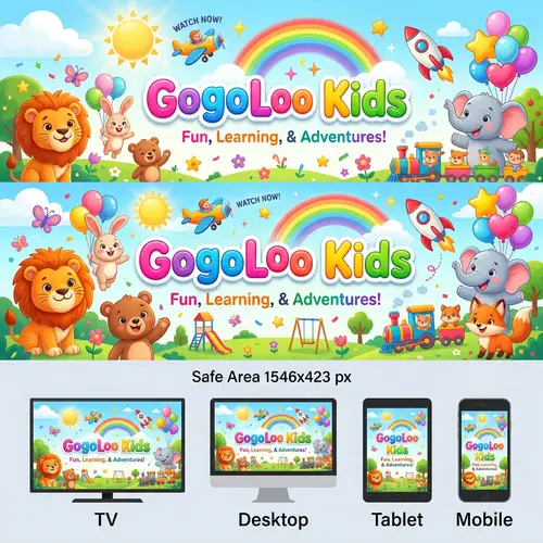 Bright & Fun GogoLoo Kids YouTube Banner Design