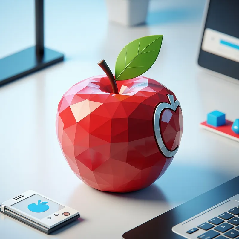 Sleek 3D Geometric Apple Icon for CRM Applications