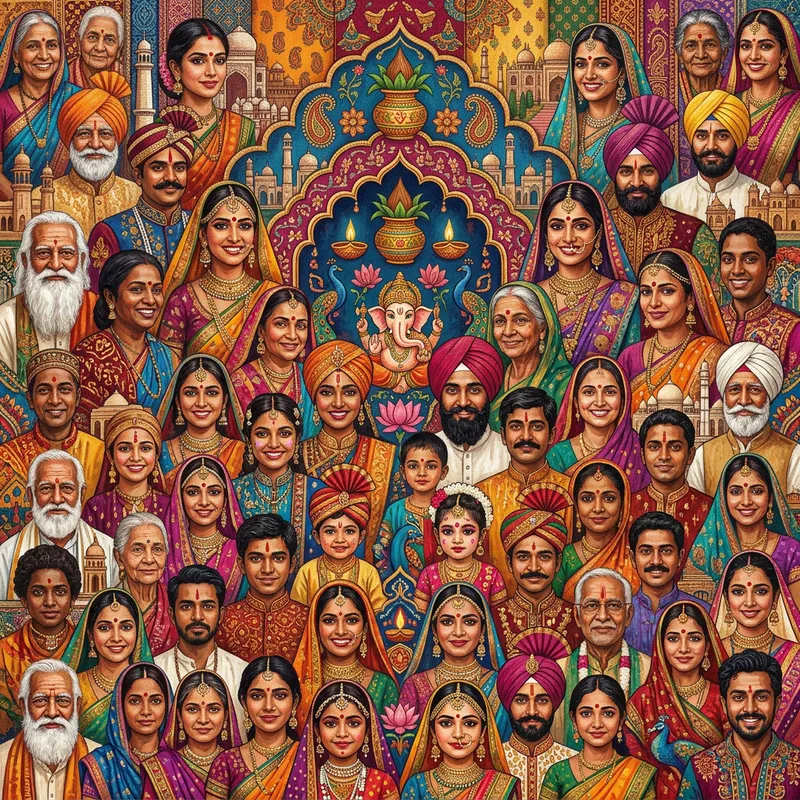 Vibrant Indian Culture Composition | Unity in Diversity