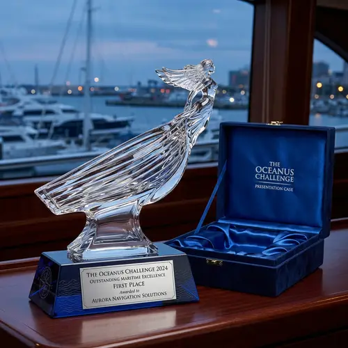 Crystal Mariner Ship Trophy | Elegant Ship's Prow Design